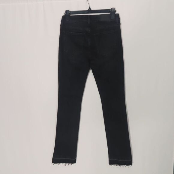 pistola Denim - Pistola Black Straight Leg Raw Hem Ankle Slits Size 27